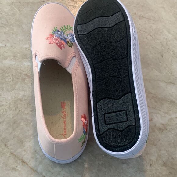 American Eagle Pink Embroidered Slip On Sneakers - Picture 7 of 8